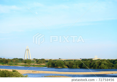 Scenery of Ichinomiya City, Kiso River and Twin Arch 138 Scenery of Ichinomiya City, Kiso River and Twin Arch 138 72758456