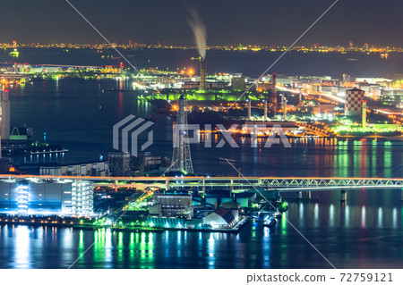 “神奈川縣”工廠夜景，京濱工業區 72759121