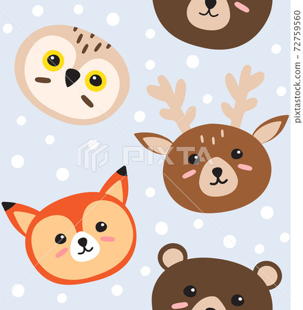 Vector seamless pattern of forest wild animals Vector seamless pattern of forest wild animals 72759560