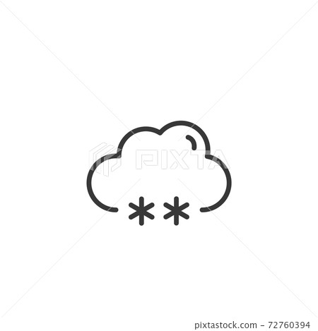 Snow and cloud thin line icon. Isolated weather vector illustration Snow and cloud thin line icon. Isolated weather vector illustration 72760394