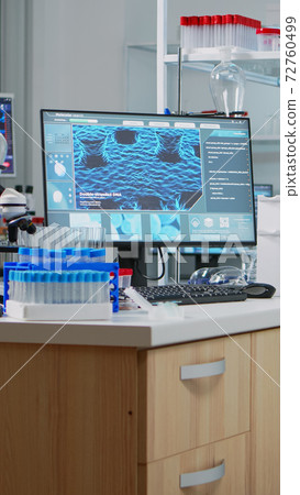 Interior of empty science laboratory with modern equipment Interior of empty science laboratory with modern equipment 72760499
