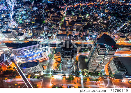 "Kanagawa Prefecture" Night view, skyscrapers and residential area of Yokohama 72760549