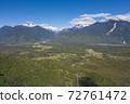 Aerial of Rio Negro village, Llancahue, Hornopiren at Austral, Route 7, Chile, South America. 72761472