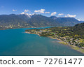 Aerial of Cochamo village, Reloncavi marine strait at Llanquihue National Park, Chile, South America. 72761477