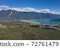 Aerial of Rio Negro village, Llancahue, Hornopiren at Austral, Route 7, Chile, South America. 72761479