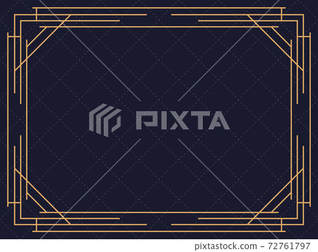Art deco frame. Vintage linear border. Design a template for invitations, leaflets and greeting cards. Geometric golden frame. The style of the 1920s - 1930s. Vector illustration 72761797