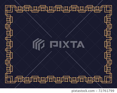 Art deco frame. Vintage linear border. Design a template for invitations, leaflets and greeting cards. Geometric golden frame. The style of the 1920s - 1930s. Vector illustration 72761799