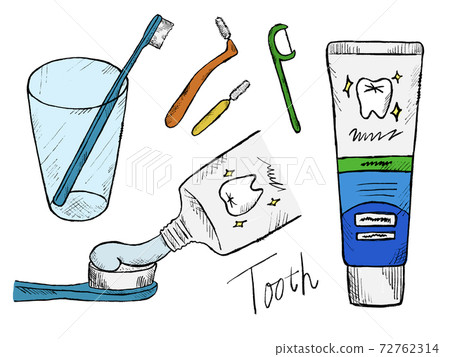 Handwritten illustration image of toothpaste and teeth Handwritten illustration image of toothpaste and teeth 72762314