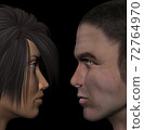 man and woman young couple illustration 72764970