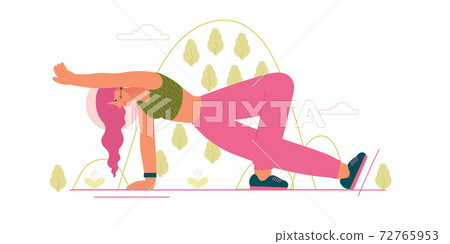 Beauty woman doing yoga pose and breathing exercize. Beauty woman doing yoga pose and breathing exercize. 72765953
