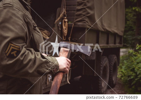 detail of an old army car for the transport of a soldier 72766689