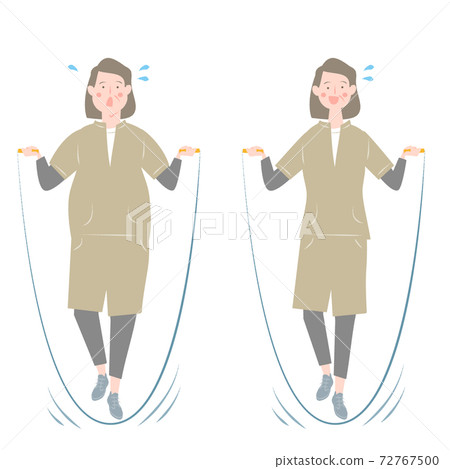 Elderly Women Set Jumping Rope Stock Illustration