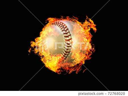 Baseball ball of burning flame 72768020