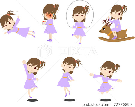 Jump pose illustration set for cute girls Jump pose illustration set for cute girls 72770899