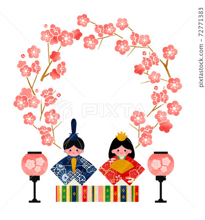 Hinamatsuri vector hand-drawn illustration flower frame Hinamatsuri vector hand-drawn illustration flower frame 72771383