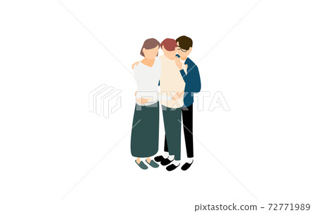 Isometric, family ties, father, mother and child hugging Isometric, family ties, father, mother and child hugging 72771989