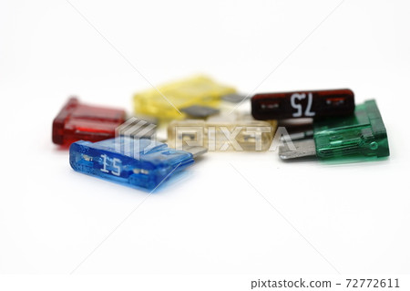 5 colorful fuses placed apart 5 colorful fuses placed apart 72772611