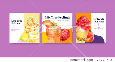 Advertise template with fruits smoothies concept design for marketing and commercial watercolor vector illustration Advertise template with fruits smoothies concept design for marketing and commercial watercolor vector illustration 72772693