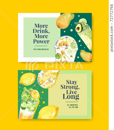 Facebook template with fruits smoothies concept design for soccial media and community watercolor vector illustration Facebook template with fruits smoothies concept design for soccial media and community watercolor vector illustration 72772768