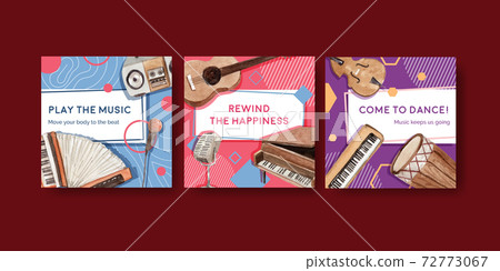 Advertise template with music festival concept design for ads and marketing watercolor vector illustration 72773067