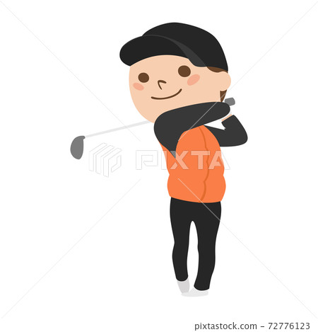 Illustration of a young man. A young man enjoying sports golf in the cold winter months. 72776123