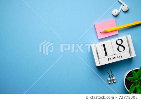 eighteenth day of winter month calendar january with copy space 72778305