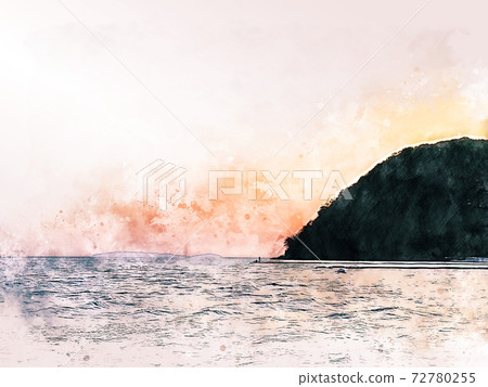 Abstract colorful mountain peak and tree landscape on watercolor illustration painting background. Abstract colorful mountain peak and tree landscape on watercolor illustration painting background. 72780255