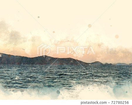 Abstract colorful mountain peak and tree landscape on watercolor illustration painting background. Abstract colorful mountain peak and tree landscape on watercolor illustration painting background. 72780256