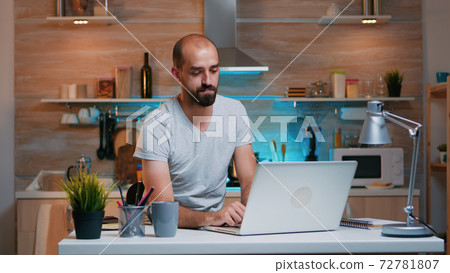 Entrepreneur having video conference working remotely from home Entrepreneur having video conference working remotely from home 72781807