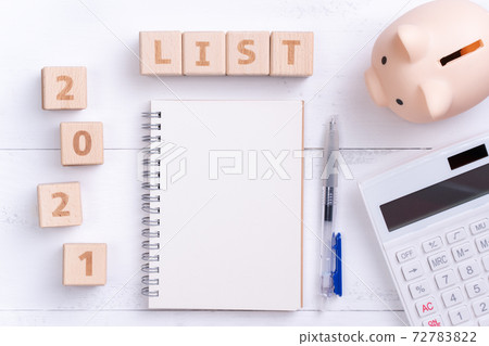 2021 new year goal notebook wooden block financial budget note plan finance ノート plan 72783822