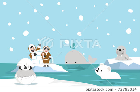 North pole animal flat design background North pole animal flat design background 72785014