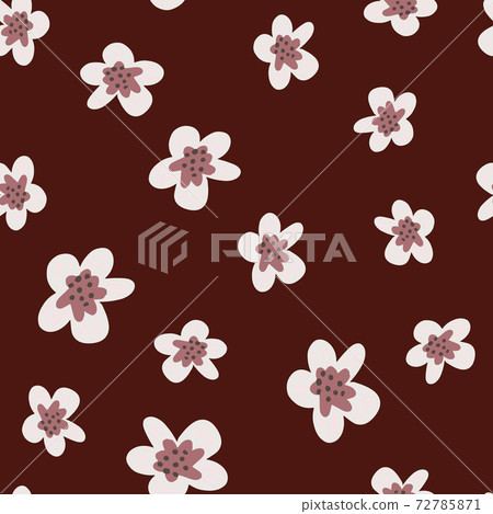 Abstract flora seamless pattern with hand drawn flowers silhouettes. Maroon background. Abstract flora seamless pattern with hand drawn flowers silhouettes. Maroon background. 72785871