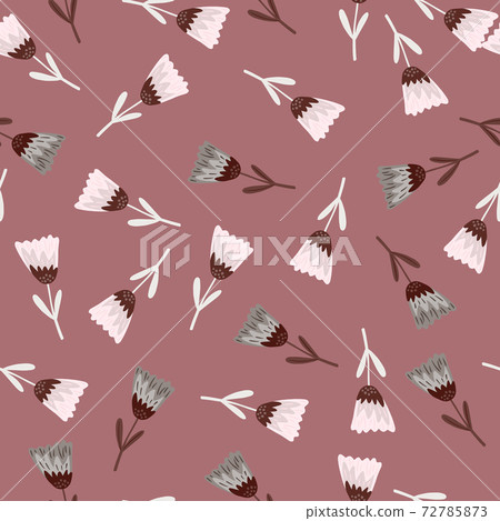 Seamless random pattern with little creative flowers ornament. Pink pale background. Seamless random pattern with little creative flowers ornament. Pink pale background. 72785873