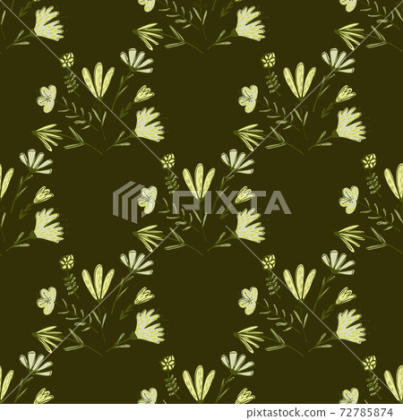 Decorative seamless pattern in olive green tones with flowers bouquets. Nature print. Decorative seamless pattern in olive green tones with flowers bouquets. Nature print. 72785874