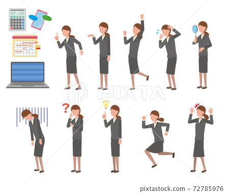 穿著西裝的女性上班族各種姿勢插圖集 72785976