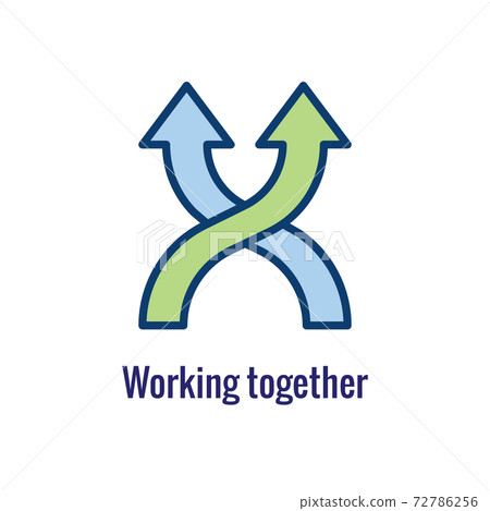 Companies merging together, one buying out the other - icons Companies merging together, one buying out the other - icons 72786256