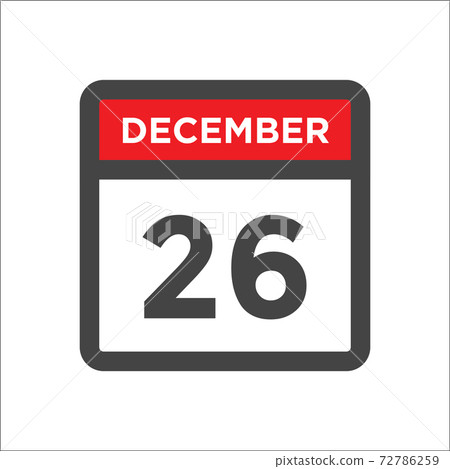 December 26 calendar icon with day of month 72786259