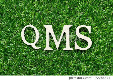 Wood alphabet letter in word QMS (abbreviation of quality management system) on green grass background Wood alphabet letter in word QMS (abbreviation of quality management system) on green grass background 72786475
