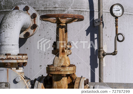 Rusted pipes, valves and instruments in waterworks 72787299