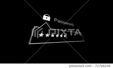 Password notification and lock icon on a black 72788209