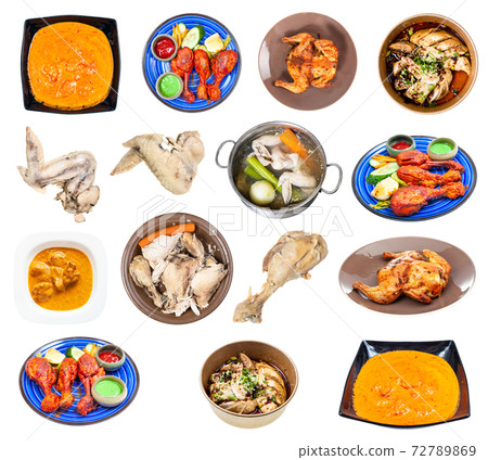 collection of various chicken dishes isolated collection of various chicken dishes isolated 72789869