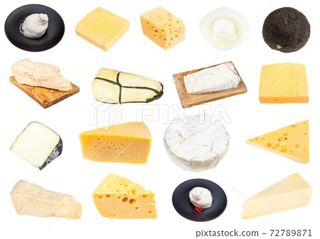 collection of various pieces of cheeses isolated collection of various pieces of cheeses isolated 72789871