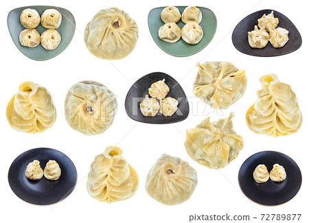 set of various steamed Mongolian dumpling Buuz 72789877