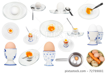collage from various boiled eggs isolated on white collage from various boiled eggs isolated on white 72789881