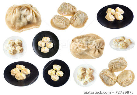 set of cooked Manti on isolated on white 72789973