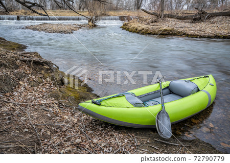 whitewater inflatable kayak on a river whitewater inflatable kayak on a river 72790779