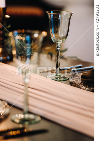 wedding table decoration on the table in the castle, Cutlery on the table 72791231