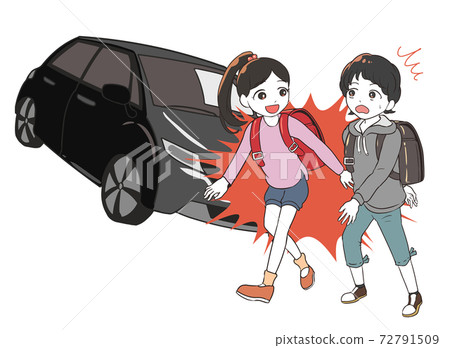 與小學生穿越驚喜普通車發生衝突 插圖素材 圖庫