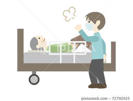 An elderly man who puts down his pants on the bed, an angry care worker 72792025