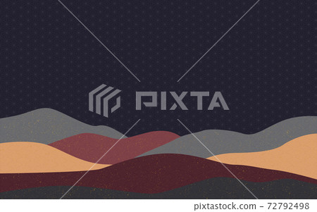 插圖素材：日式日式山青海波浪紋大麻葉紋風景夜夜景夜空山山 72792498